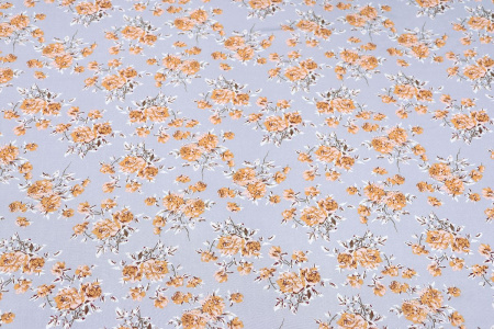 Ткань плательно-блузочная штапель, Maks Style, вискоза 100%, цветочный принт серый, арт. MS-2201 D-52 С-1