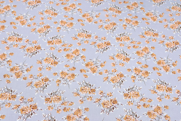 Ткань плательно-блузочная штапель, Maks Style, вискоза 100%, цветочный принт серый, арт. MS-2201 D-52 С-1