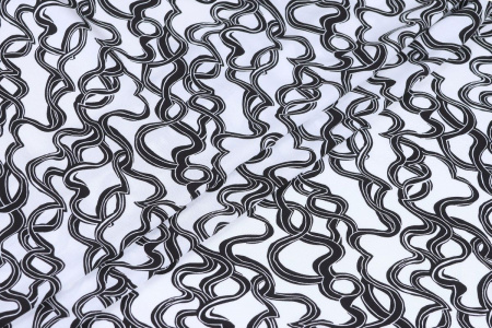 Ткань плательно-блузочная штапель, Maks Style, вискоза 100%, абстракция черно-белая, арт. MS- 1226 D- 18/19 C- 1