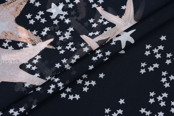 Ткань плательно-блузочная шифон, Maks Style, морская звезда, арт. MS- 1166 D-403 C-1
