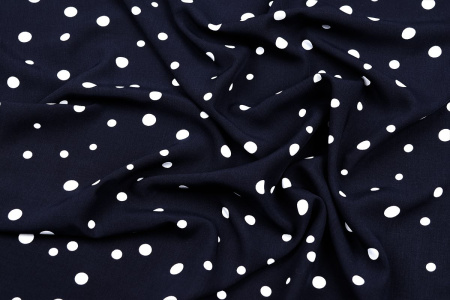 Ткань плательно-блузочная штапель, Maks Style, вискоза 100%, темно-синий принт горох, арт. MS- 1146 D-31 C-1