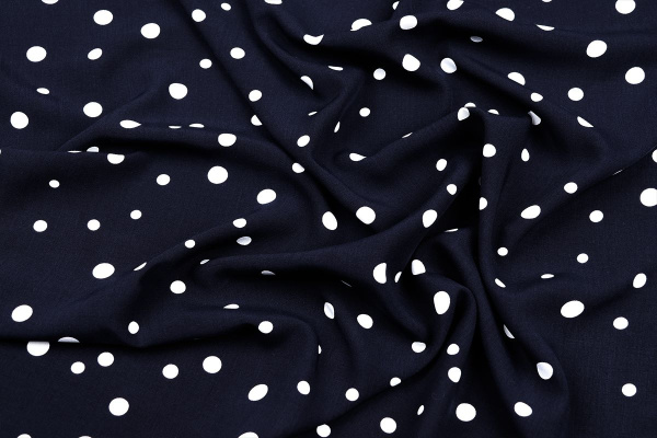 Ткань плательно-блузочная штапель, Maks Style, вискоза 100%, черный принт горох, арт. MS- 1146 D-31 C-3