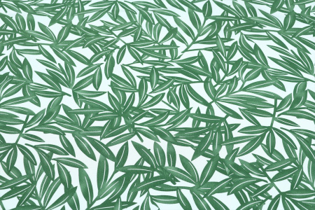 Ткань плательно-блузочная штапель, Maks Style, вискоза 100%, цвет ткани белый, рисунок листья, арт. MS- 2208 D-8 C-1