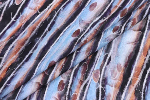 Ткань плательно-блузочная штапель, Maks Style, вискоза 100%, разноцветная абстракция, арт. MS- 2202 D- 23