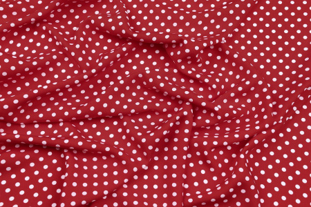 Ткань плательно-блузочная штапель, Maks Style, вискоза 100%, красный принт горох, арт. MS- 1146 D-30 С-6