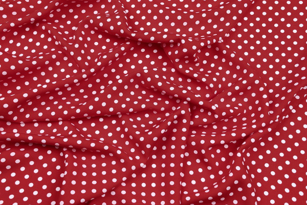 Ткань плательно-блузочная штапель, Maks Style, вискоза 100%, красный принт горох, арт. MS- 1146 D-30 С-6