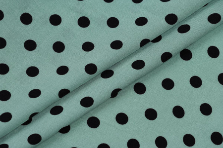 Ткань плательно-блузочная штапель, Maks Style, вискоза 100%, зеленый принт горох, арт. MS- 1146 D-28 С-1