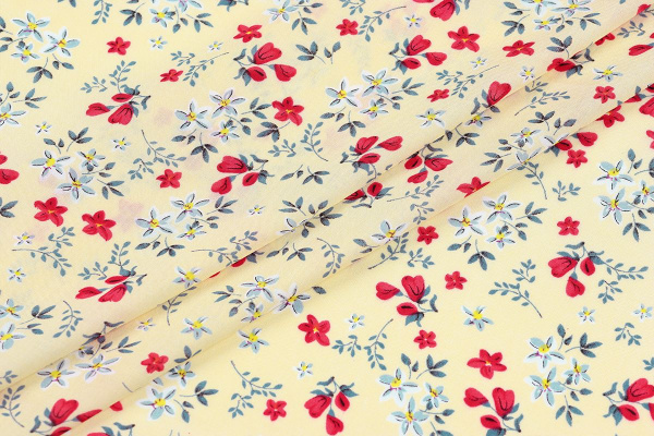 Ткань плательно-блузочная штапель, Maks Style, вискоза 100%, цветочный принт желтый, арт. MS-1120-1 D-17