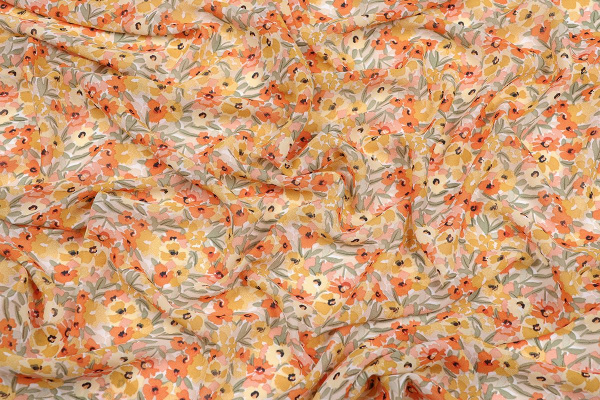 Ткань плательно-блузочная шифон, Maks Style, цветочный принт, арт. MS- 1234 D- 25 C-1