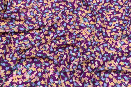 Ткань плательно-блузочная штапель, Maks Style, вискоза 100%, цветочный принт фиолетовый, арт. MS-1237 D-LZD621058 C-1