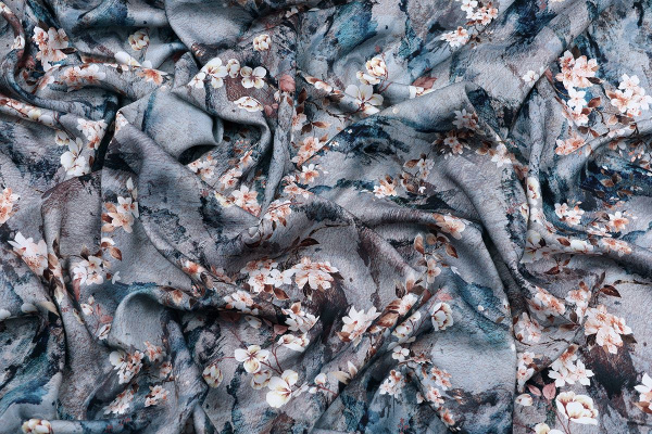 Ткань плательно-блузочная вискоза сатин, Maks Style, вискоза 100%, цветочный принт, арт. D- 63