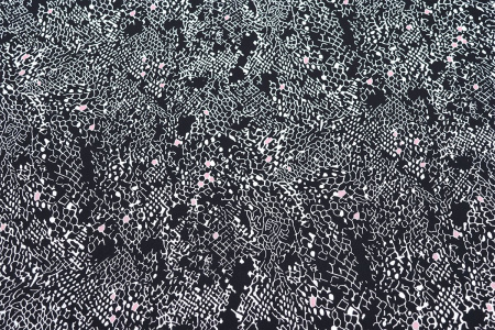 Ткань плательно-блузочная штапель, Maks Style, вискоза 100%, цвет ткани черный, рисунок белый, арт. MS- 2208 D-7 C-2