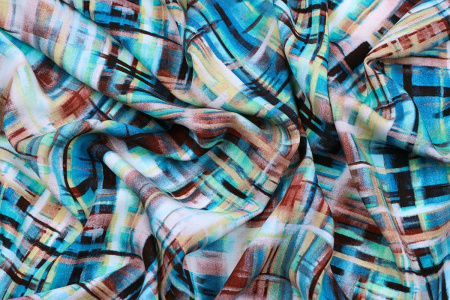 Ткань плательно-блузочная штапель, Maks Style, вискоза 100%, абстракция акварель, арт. MS- 1146 D-15