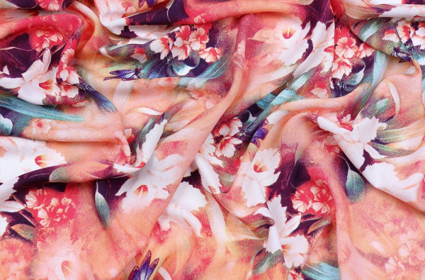 Ткань плательно-блузочная штапель, Maks Style, вискоза 100%, цветочный принт, арт. MS-2547 D-8