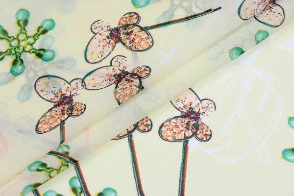 Ткань плательно-блузочная шифон,  Maks Style, цветочный принт, арт 2493 D-14 C-2