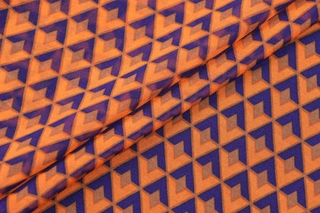 Ткань плательно-блузочная шифон, Maks Style, ромбы арт. MS- 1166 D-812 C-1