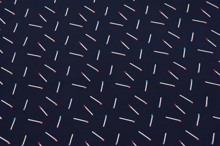 Ткань плательно-блузочная штапель, Maks Style, вискоза 100%, цвет ткани темно-синий, спички, арт. MS- 1233 D-2