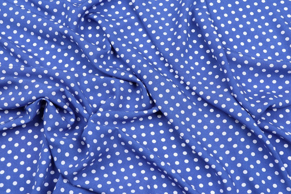 Ткань плательно-блузочная штапель, Maks Style, вискоза 100%, синий принт горох, арт. MS- 1146 D-30 С-4