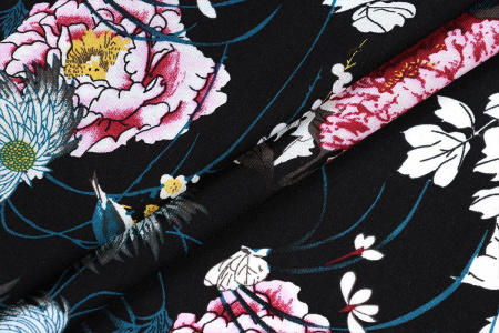 Ткань плательно-блузочная штапель, Maks Style, вискоза 100%, цветочный принт, арт. 3020 D-9 С-3