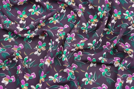 Ткань плательно-блузочная шифон, Maks Style, цветочный принт, арт. SI-3778-18 D-1013238 C-C