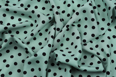 Ткань плательно-блузочная штапель, Maks Style, вискоза 100%, зеленый принт горох, арт. MS- 1146 D-28 С-1