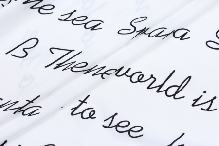 Ткань плательно-блузочная штапель, Maks Style, вискоза 100%, цвет ткани белый, слова, арт. MS- 1226 D-25 C-1