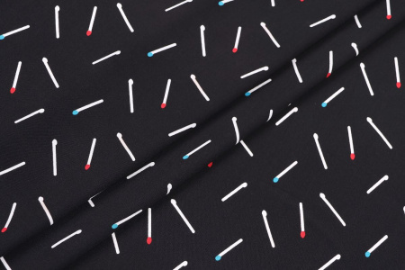 Ткань плательно-блузочная штапель, Maks Style, вискоза 100%, цвет ткани черный, спички, арт. MS- 1146 D-26