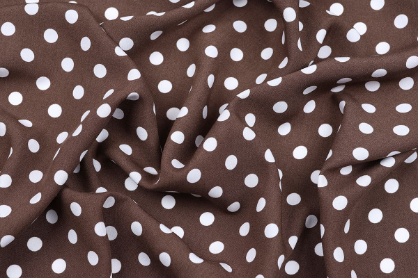 Ткань плательно-блузочная штапель, Maks Style, вискоза 100%, шоколадный принт горох, арт. MS- 1146 D-29 С-7