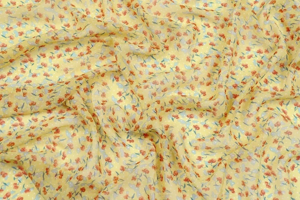 Ткань плательно-блузочная шифон, Maks Style, цветочный принт, арт. SI- 2493-16 D-26 C-1