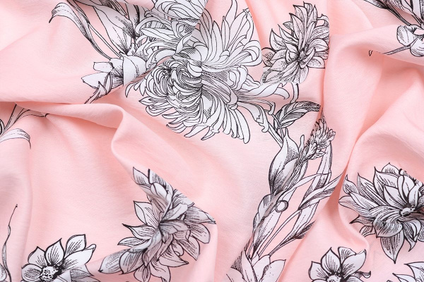 Ткань плательно-блузочная вискоза нейлон, Maks Style, вискоза 80%, нейлон 20%, цветочный принт, арт. MS- 1120 D- 4 С- 2