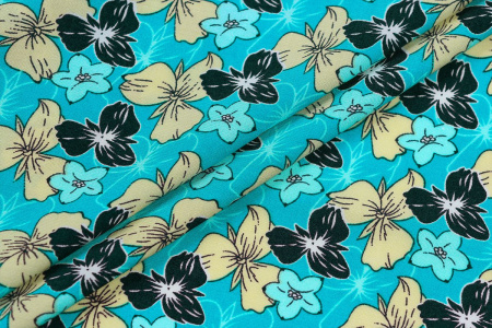 Ткань плательно-блузочная штапель, Maks Style, вискоза 100%, цветочный принт, арт. SI-2666/17 D-12A