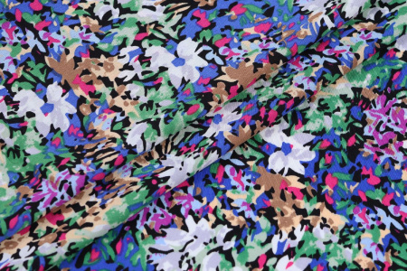 Ткань плательно-блузочная штапель, Maks Style, вискоза 100%, абстракция разноцветная, арт. MS-1237 D-LZD621086 С-1