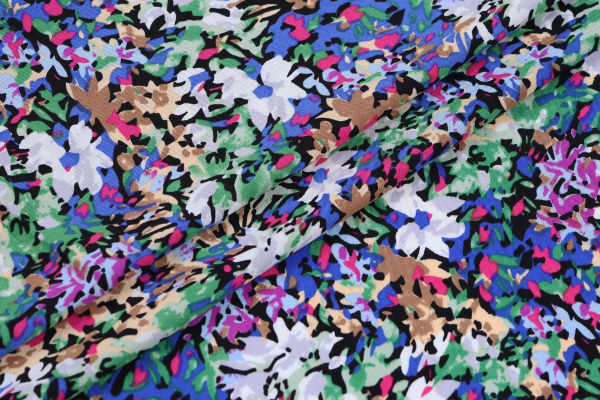 Ткань плательно-блузочная штапель, Maks Style, вискоза 100%, абстракция разноцветная, арт. MS-1237 D-LZD621086 С-1