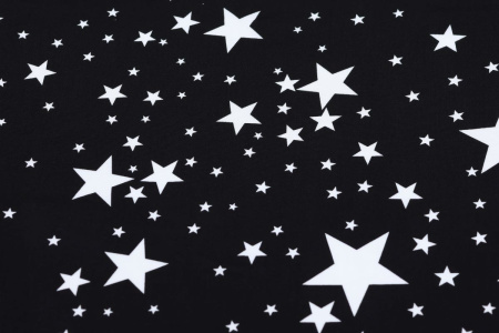 Ткань плательно-блузочная штапель, Maks Style, вискоза 100%, цвет ткани черный, звезды, арт. MS- 1146 D-25 C-2