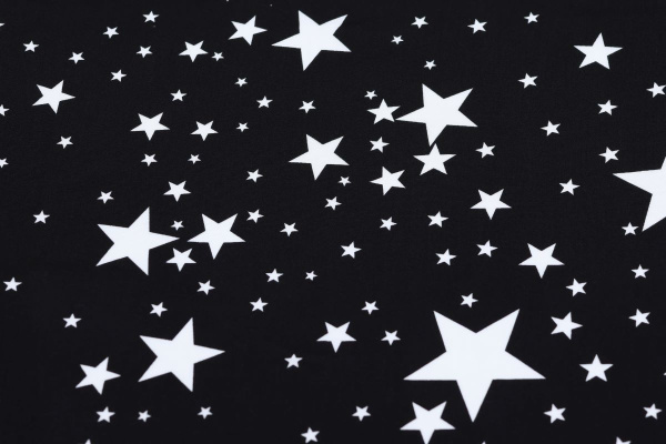 Ткань плательно-блузочная штапель, Maks Style, вискоза 100%, цвет ткани черный, звезды, арт. MS- 1146 D-25 C-2