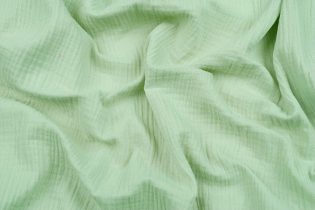 Ткань плательно-блузочная муслин однотонный, Maks Style, хлопок 100%, цвет зеленый, арт. 1162 D-11