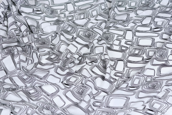 Ткань плательно-блузочная штапель, Maks Style, вискоза 100%, абстракция черно-белая, арт. MS- 1226 D- 8 C- 1