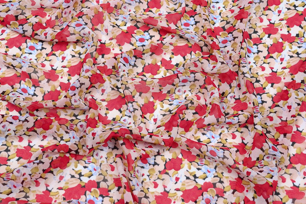 Ткань плательно-блузочная шифон, Maks Style, цветочный принт, арт. MS- 1234 D-23 C-1