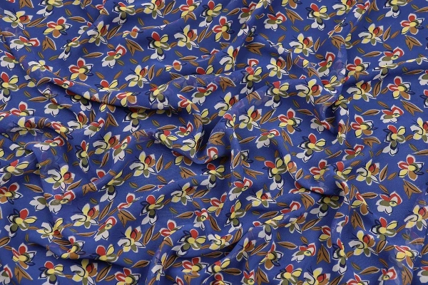 Ткань плательно-блузочная шифон, Maks Style, цветочный принт, арт. SI-3778-18 D- 1013238 C-A