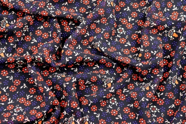 Ткань плательно-блузочная шифон, Maks Style, цветочный принт, арт. MS- 1127 D-10 C-3