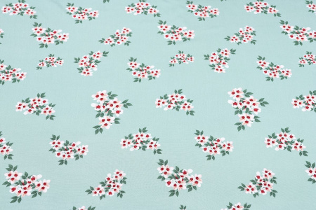 Ткань плательно-блузочная штапель, Maks Style, вискоза 100%, цвет ткани мятный, цветочный принт, арт. MS- 2201 D-3