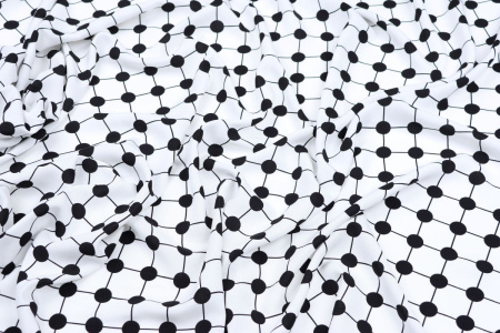 Ткань плательно-блузочная штапель, Maks Style, вискоза 100%, цвет ткани белый, черный горох, арт. MS- 1146 D-24 C-1