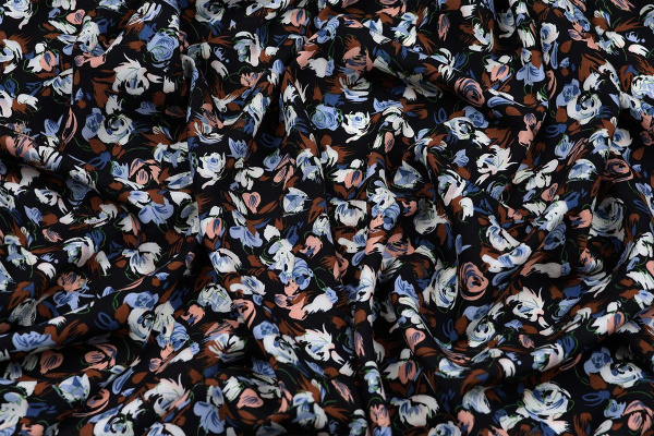 Ткань плательно-блузочная штапель, Maks Style, вискоза 100%, цветочный принт, арт. MS-1180 D-5