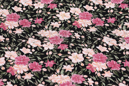 Ткань плательно-блузочная штапель, Maks Style, вискоза 100%, цветочный принт, арт. MS-2201 D-39