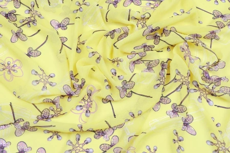 Ткань плательно-блузочная шифон,  Maks Style, цветочный принт, арт 2493 D-14 C-1