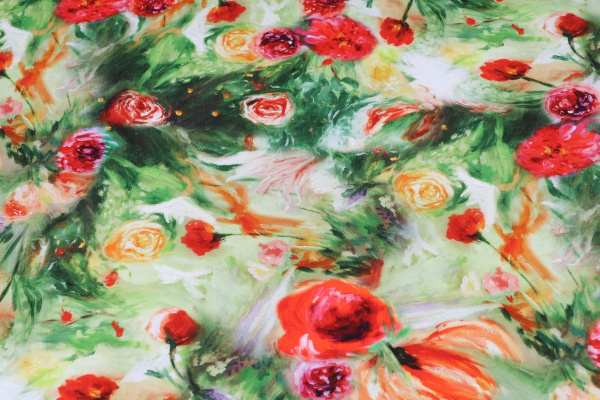 Ткань плательно-блузочная штапель, Maks Style, вискоза 100%, маки, арт. MS- 2202 D- 4