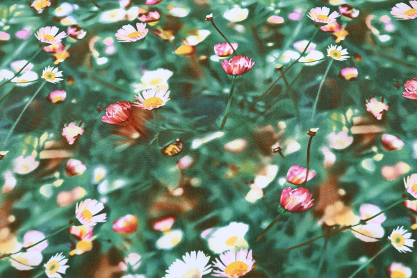 Ткань плательно-блузочная штапель, Maks Style, вискоза 100%, цветы на зеленом фоне, арт. MS- 1215 D- 8