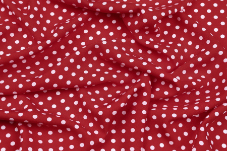 Ткань плательно-блузочная штапель, Maks Style, вискоза 100%, красный принт горох, арт. MS- 1146 D-30 С-6