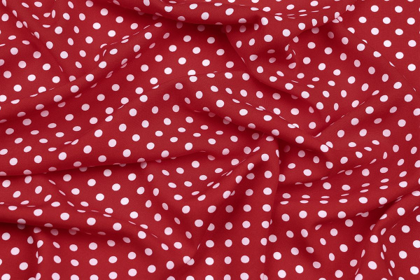Ткань плательно-блузочная штапель, Maks Style, вискоза 100%, красный принт горох, арт. MS- 1146 D-30 С-6