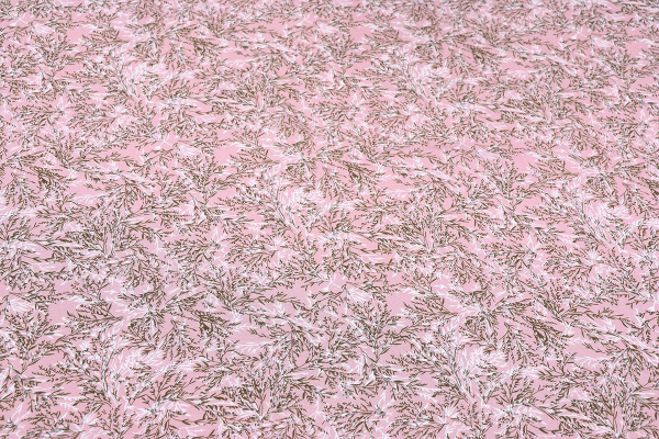 Ткань плательно-блузочная штапель, Maks Style, вискоза 100%, растительный принт розовый, арт. MS-1237 D-LZD621060 C-2